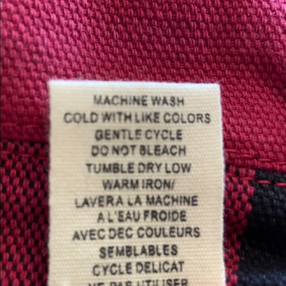 BUFFALO PLAID DOUBLE BREASTED COAT RED/BLACK SZ L - Picture 6 of 6